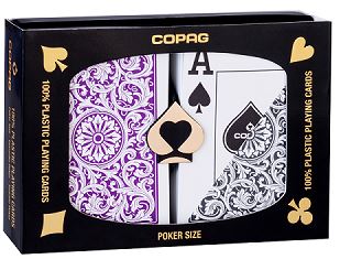 Copag 1546 Elite Plastic Playing Cards: Wide, Super Index, Gray/Purple main image